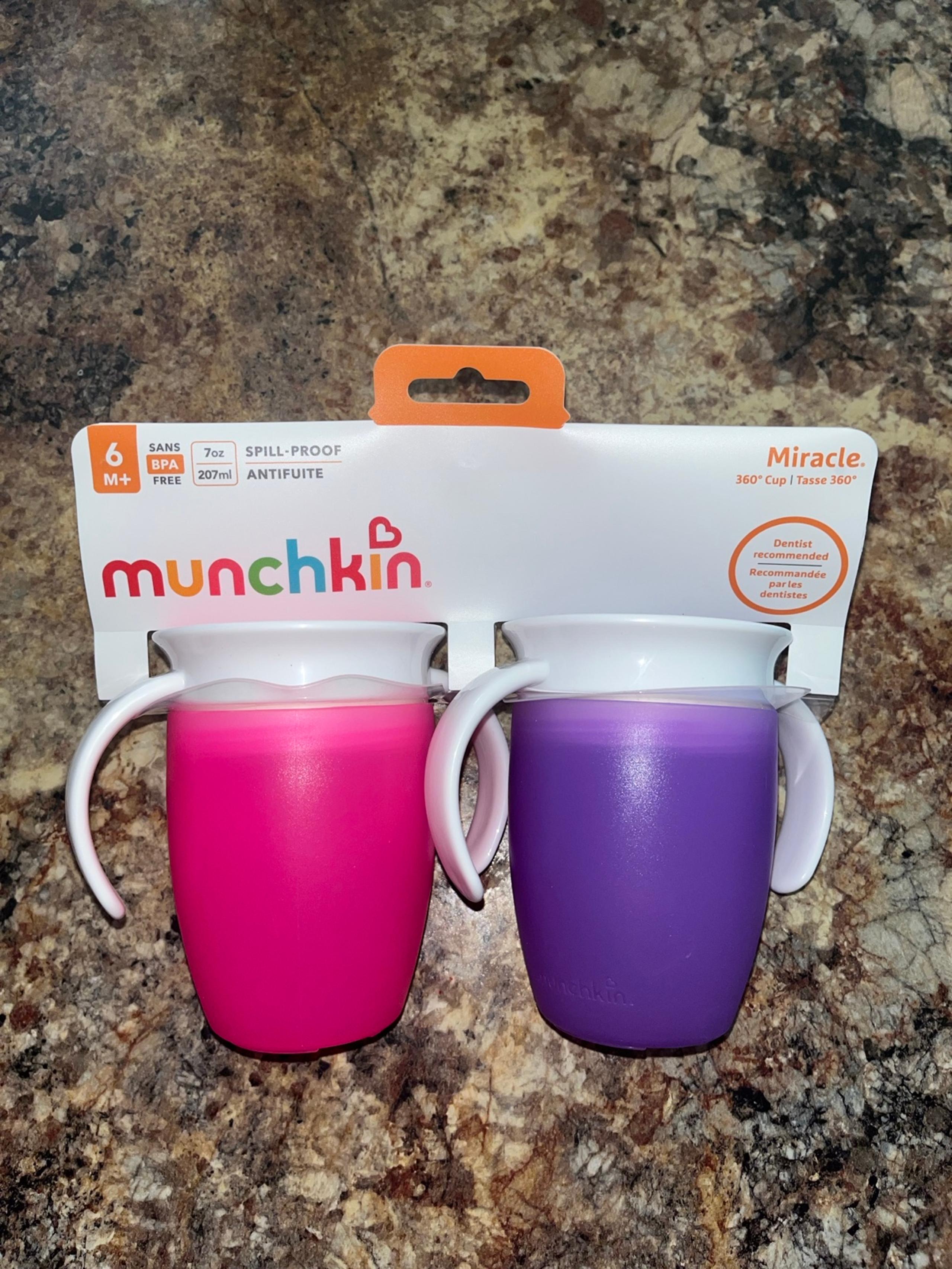 Munchkin Miracle 360 Trainer Cups With Handles 7oz Brand New Pink Purple