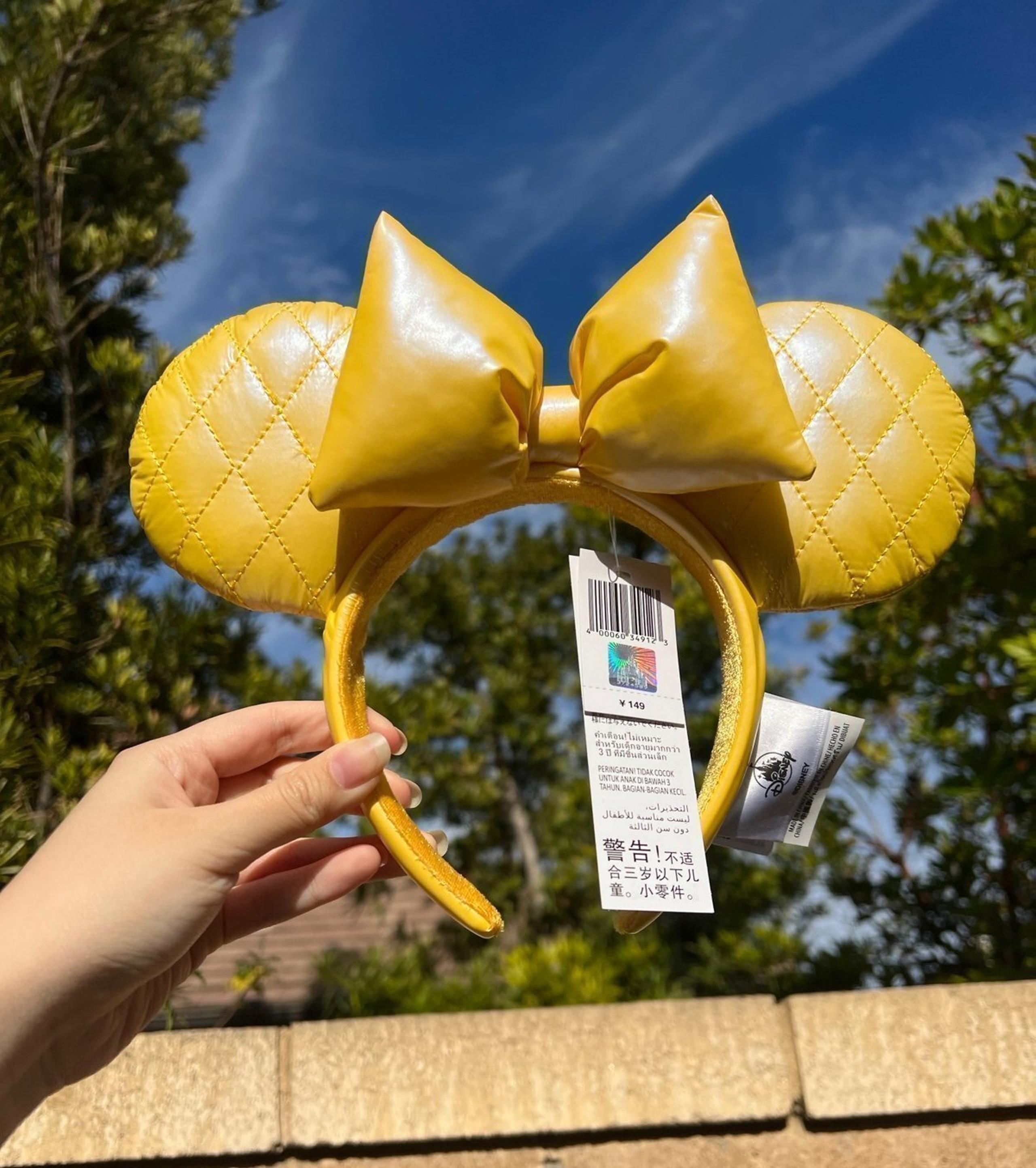 Disney yellow vegan Leather Belle Mickey Minnie Mouse Ears Headband
