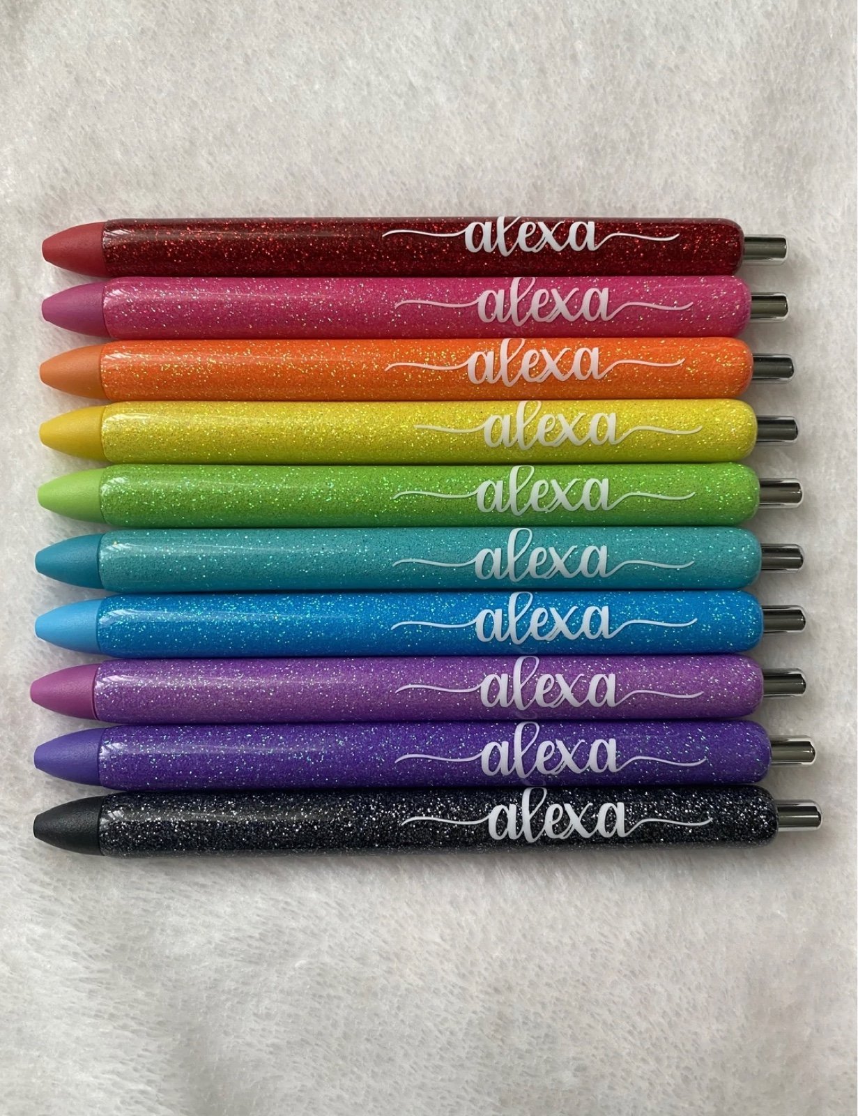 Personalized colored ink glitter pens