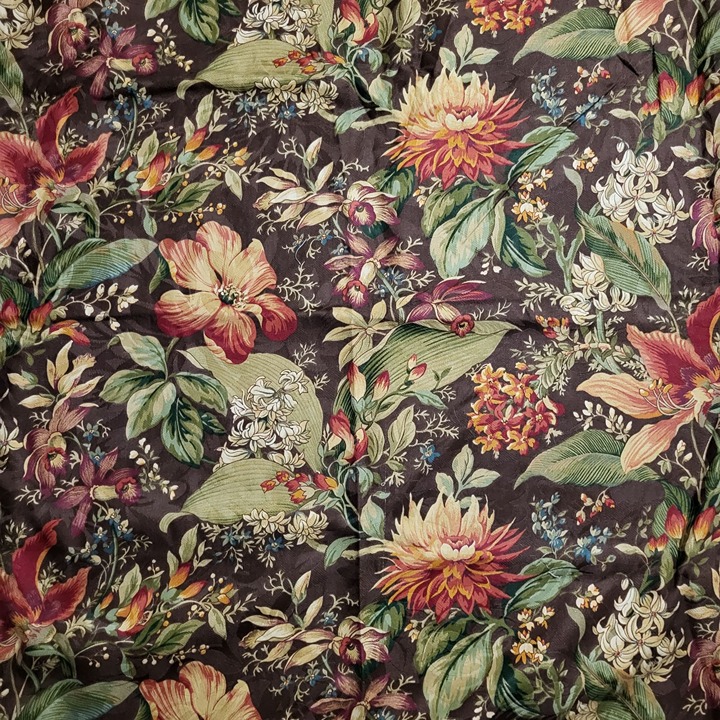Raymond Waites for Mill Creek Decorator Fabric Emanuelle Brown Floral 2 Yards