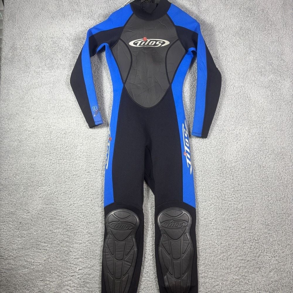 3/2mm Tilos Woman's XS Black Blue Full Wetsuit Cold Water Scuba Diving Surfing