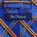 Paul Fredrick Silk Necktie Long Plaid Blue Orange 3.5 Wide