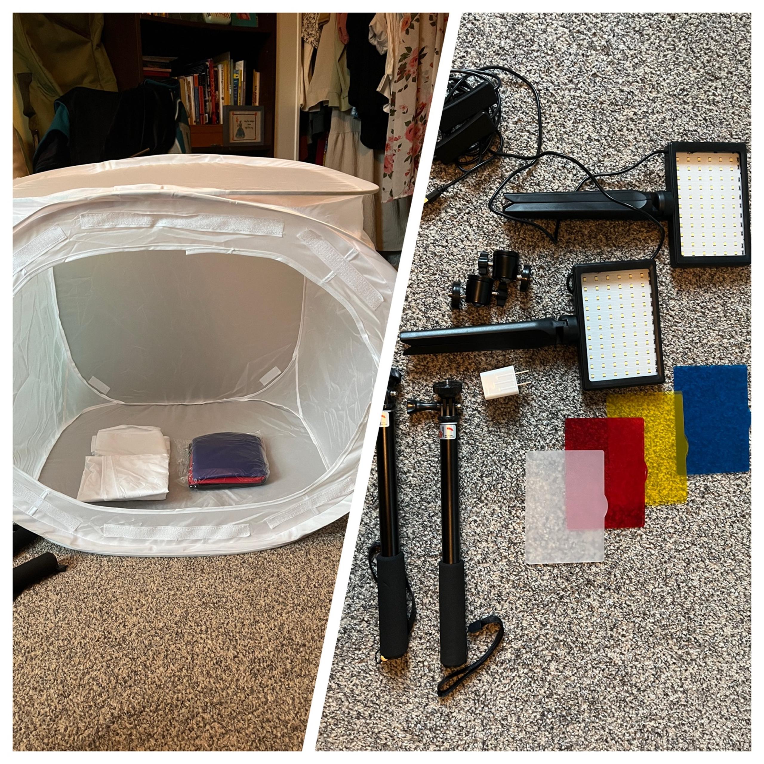 Photo studio light box and photography lights