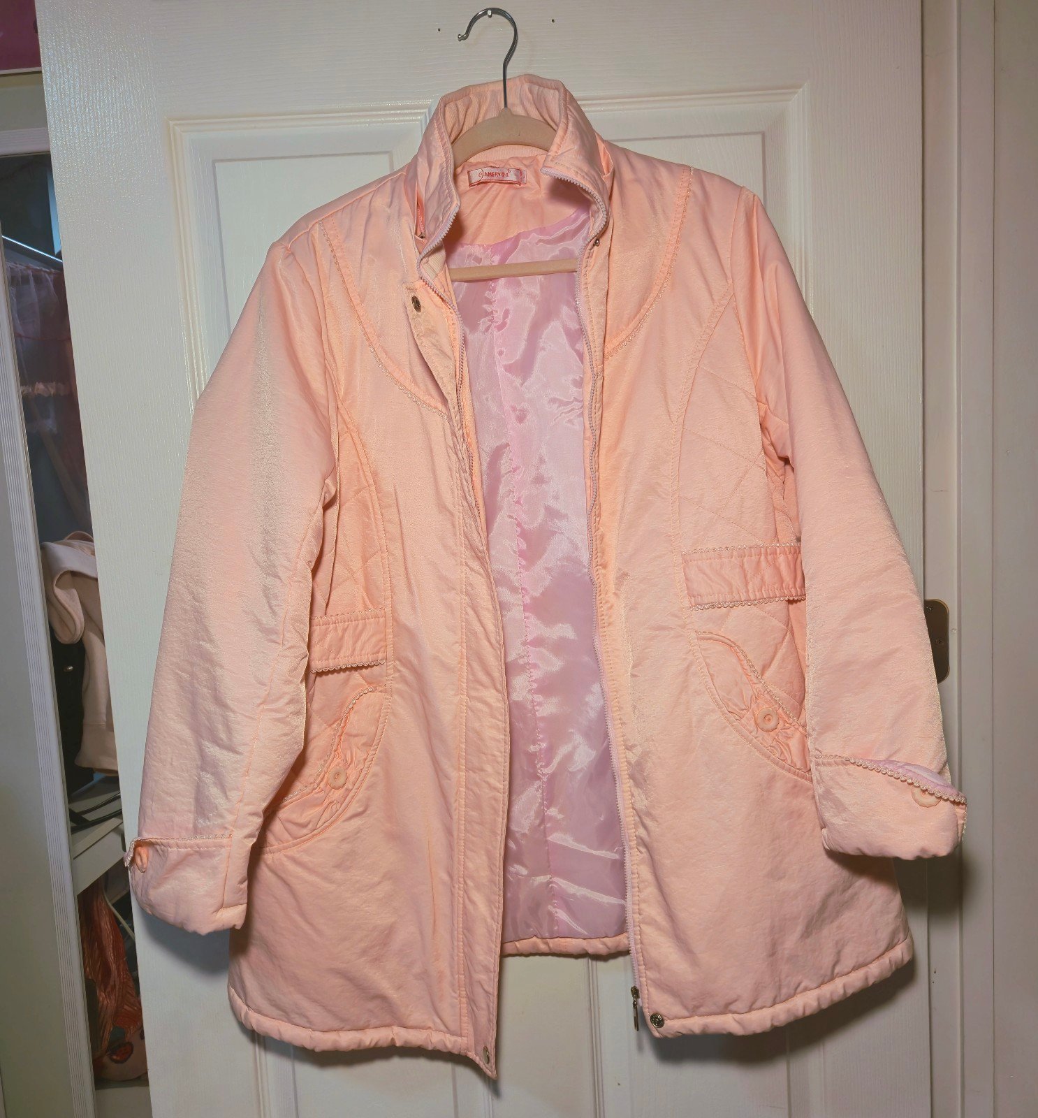 peach pink winter lolita jacket