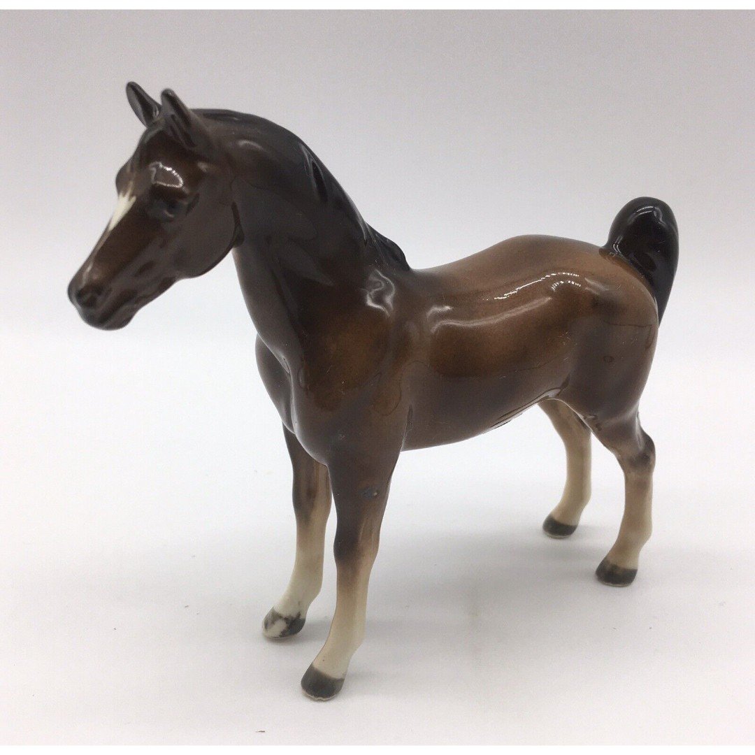 Vtg Shafford Porcelain Brown Horse Figurine with Original Sticker (*See Photos*)