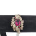 Hot Pink Glass Clasp Flower Bracelet Silver Tone Chain Link Red Rhinestones 60s