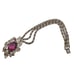 Hot Pink Glass Clasp Flower Bracelet Silver Tone Chain Link Red Rhinestones 60s
