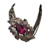Hot Pink Glass Clasp Flower Bracelet Silver Tone Chain Link Red Rhinestones 60s