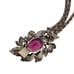Hot Pink Glass Clasp Flower Bracelet Silver Tone Chain Link Red Rhinestones 60s