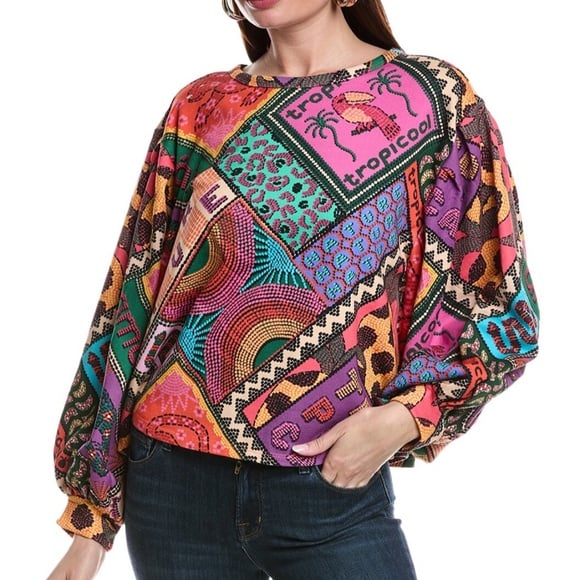 FARM RIO Dotted Patch Scarf Sweatshirt S