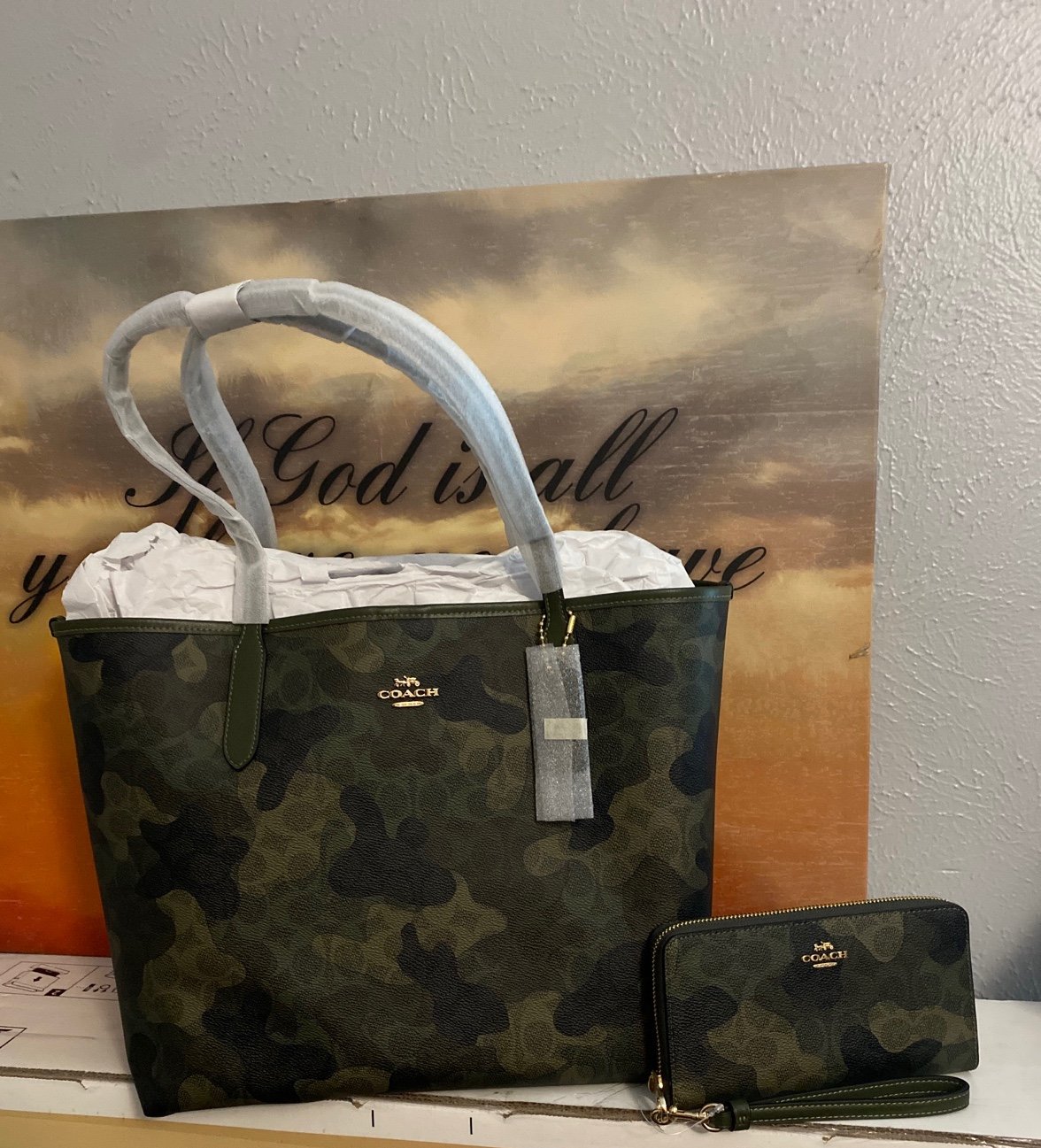 Coach Camo City Tote and Matching Long Zip Wallet