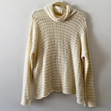 EILEEN FISHER cream organic cotton turtleneck sweater