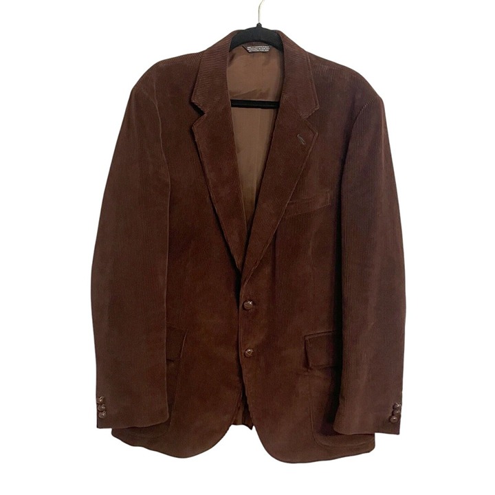 Vintage Benchley Brown Corduroy Two-Button Blazer Jacket Sport Coat Size 46