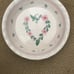 Valentine NWOT handmade 10” pie plate with heart sweet pea center