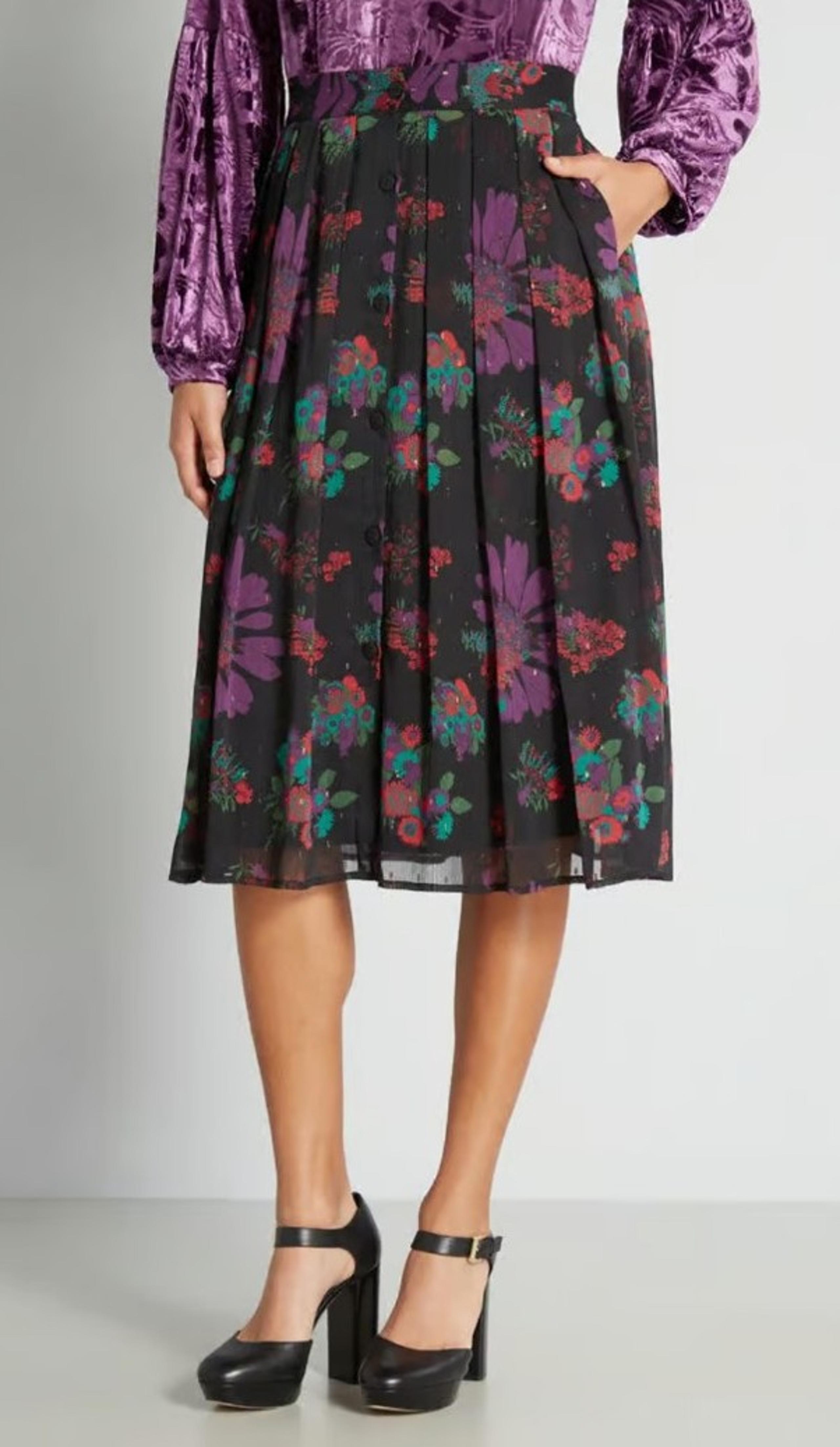 NEW NWT Meow Bouquet Pleated Swing Skirt