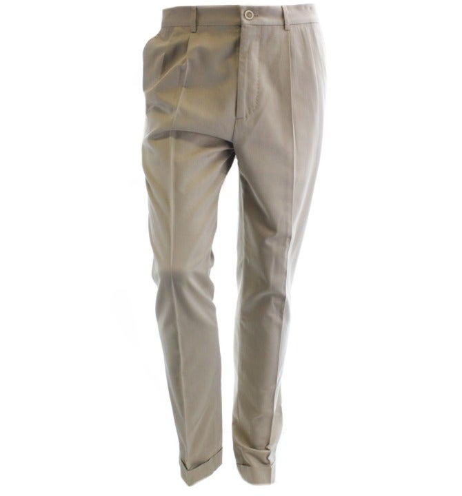 BRUNELLO CUCINELLI Men's Beige Wool Pants Size 42