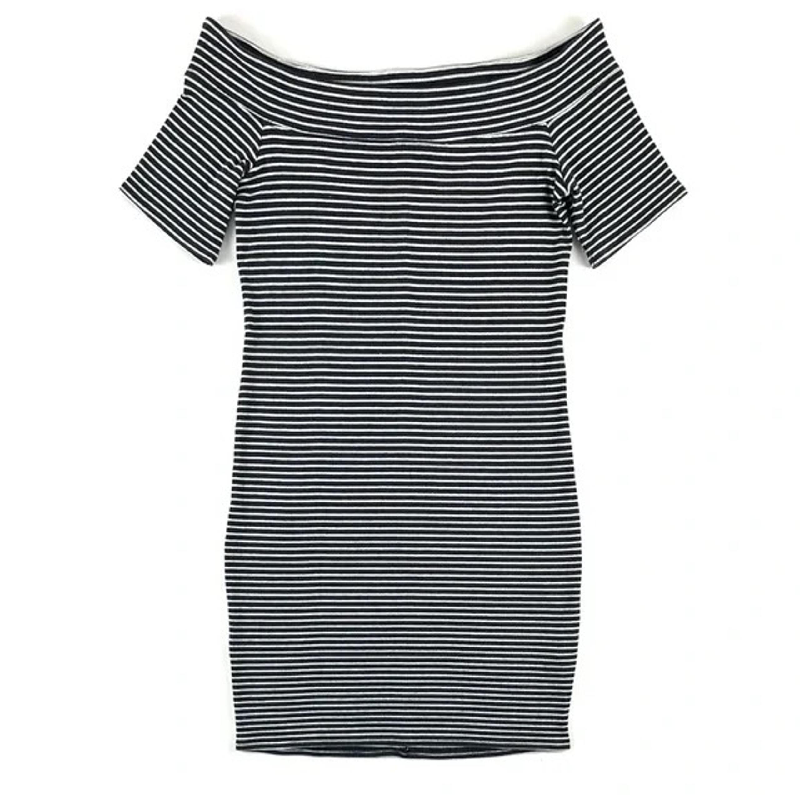 Hollister Co. Off The Shoulder Black & White Stripe Bodycon Dress