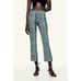 Zara Multicolor Chevron Printed Linen-Blend Cropped Straight Leg Pants (NWT)
