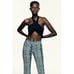 Zara Multicolor Chevron Printed Linen-Blend Cropped Straight Leg Pants (NWT)