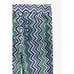 Zara Multicolor Chevron Printed Linen-Blend Cropped Straight Leg Pants (NWT)