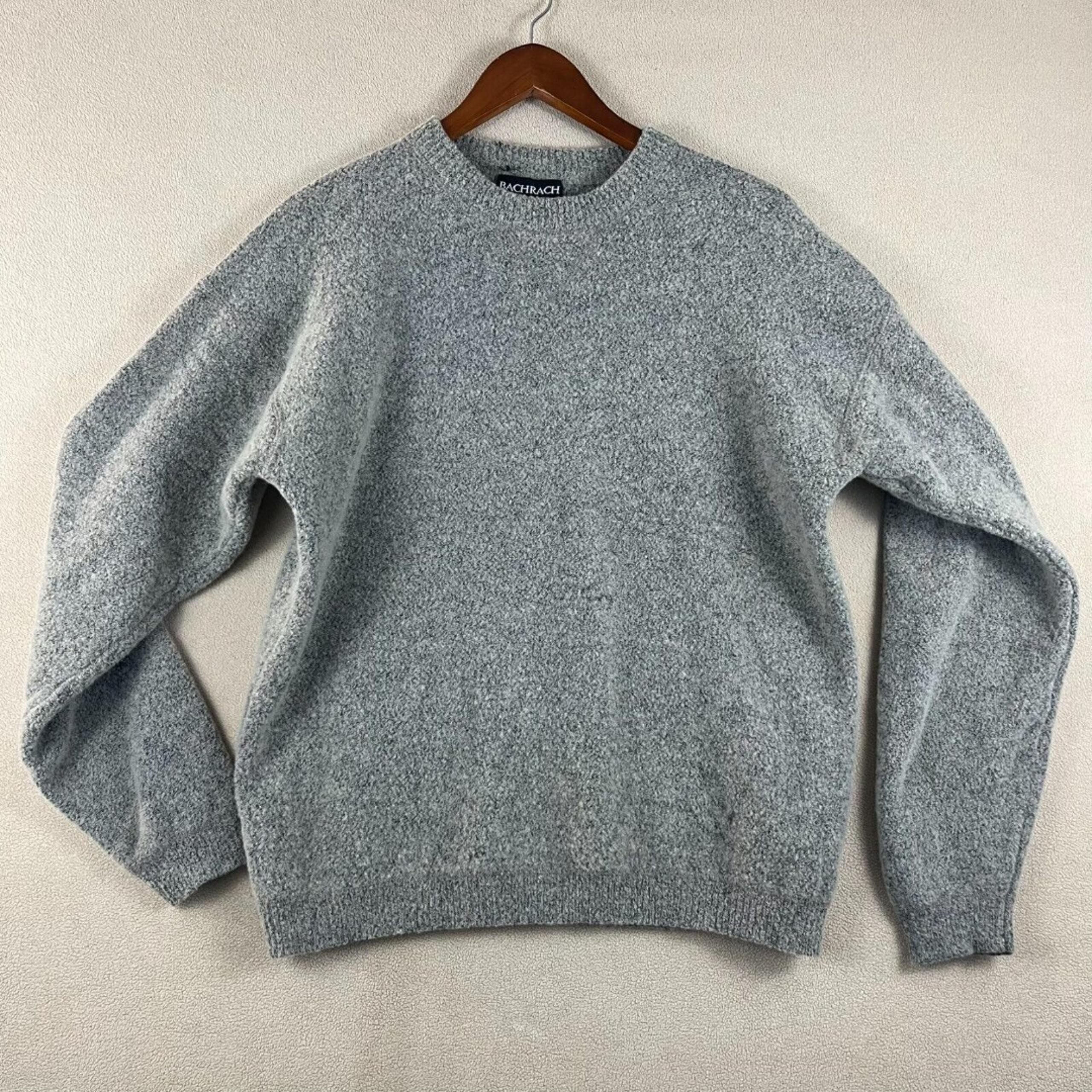 Bachrach Sweater Men's Size Large Grey Crew Neck Pullover Wool Blend Minimalist