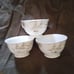 Vintage Hayasi Kutani Metallic Silver Mt Fuji Footbridge Teacups , Set of 3