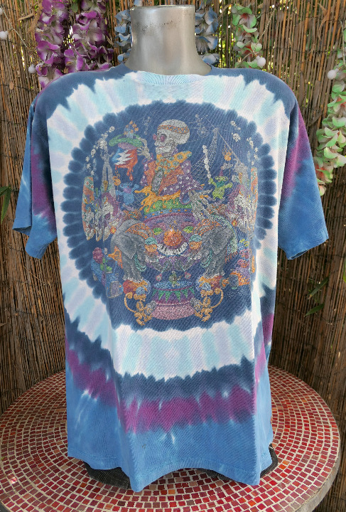 90's Vintage GRATEFUL DEAD Tie Dye T Shirt Large With Liquid Blue Tag