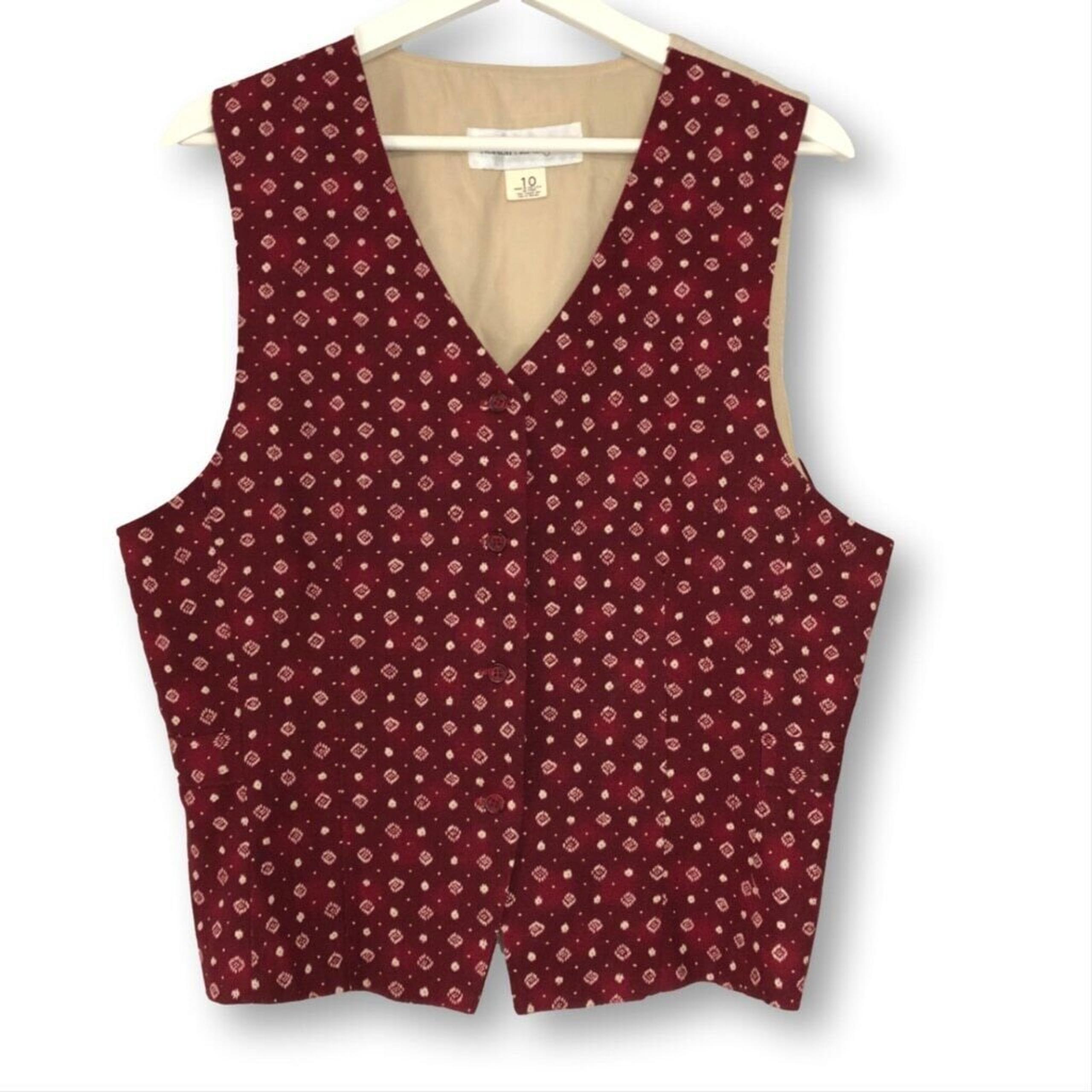 Norton McNaughton Vintage Burgundy Vest Size 10 Linen Blend Back Style A6LHL60