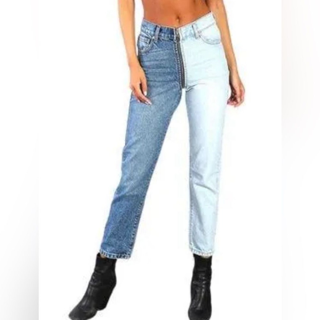 Revice Denim Revice Yin Yang High Waisted Two-Tone Crop Jeans Tokyo Wash Size 27