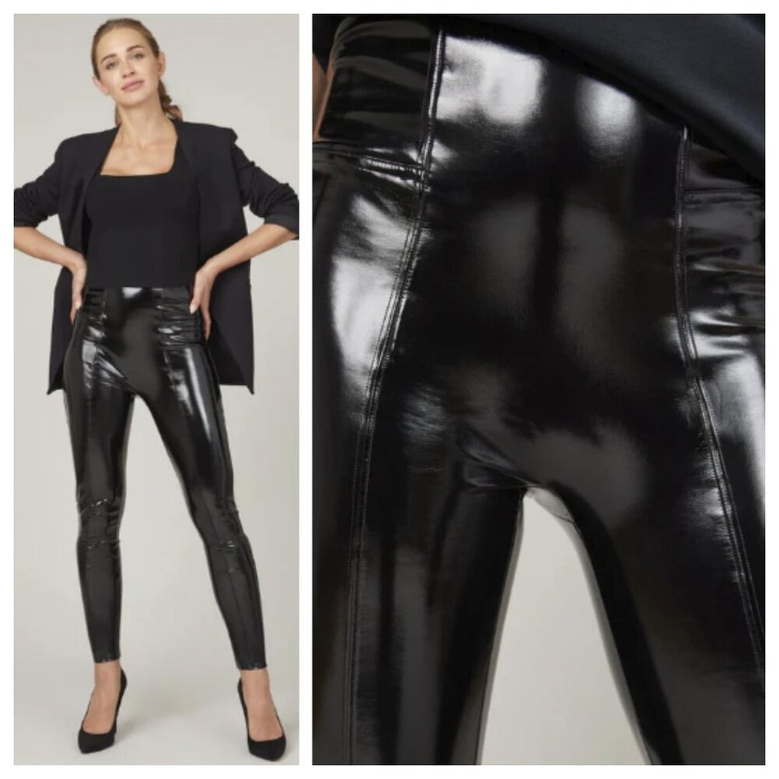 NWT Spanx Women's Faux Patent Leather Leggings Black Size 1X