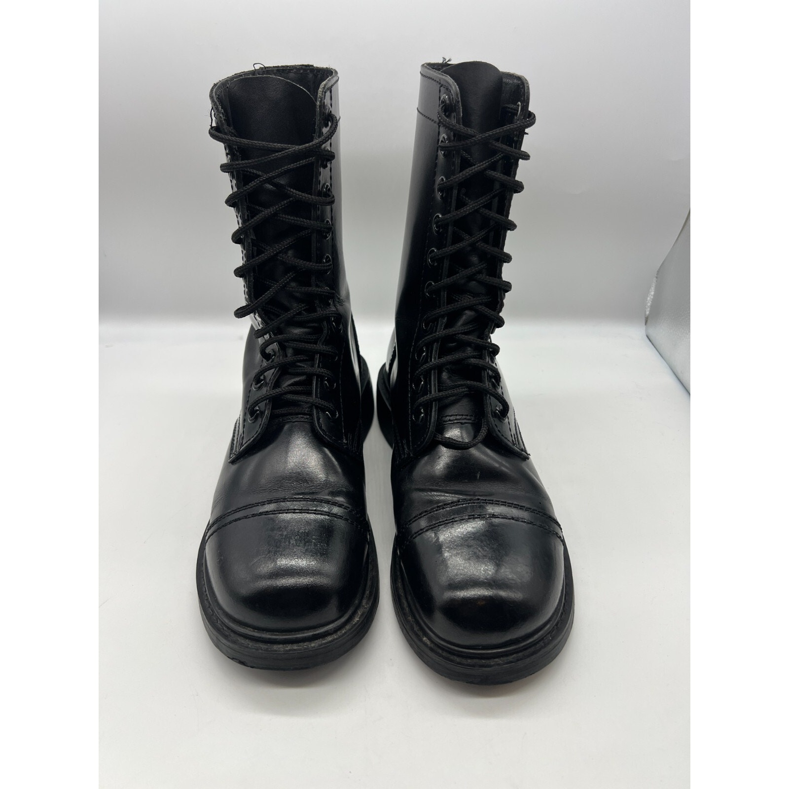 Mens Size 8 Black Lace Up High Combat Style Boots Unbranded Faux Leather