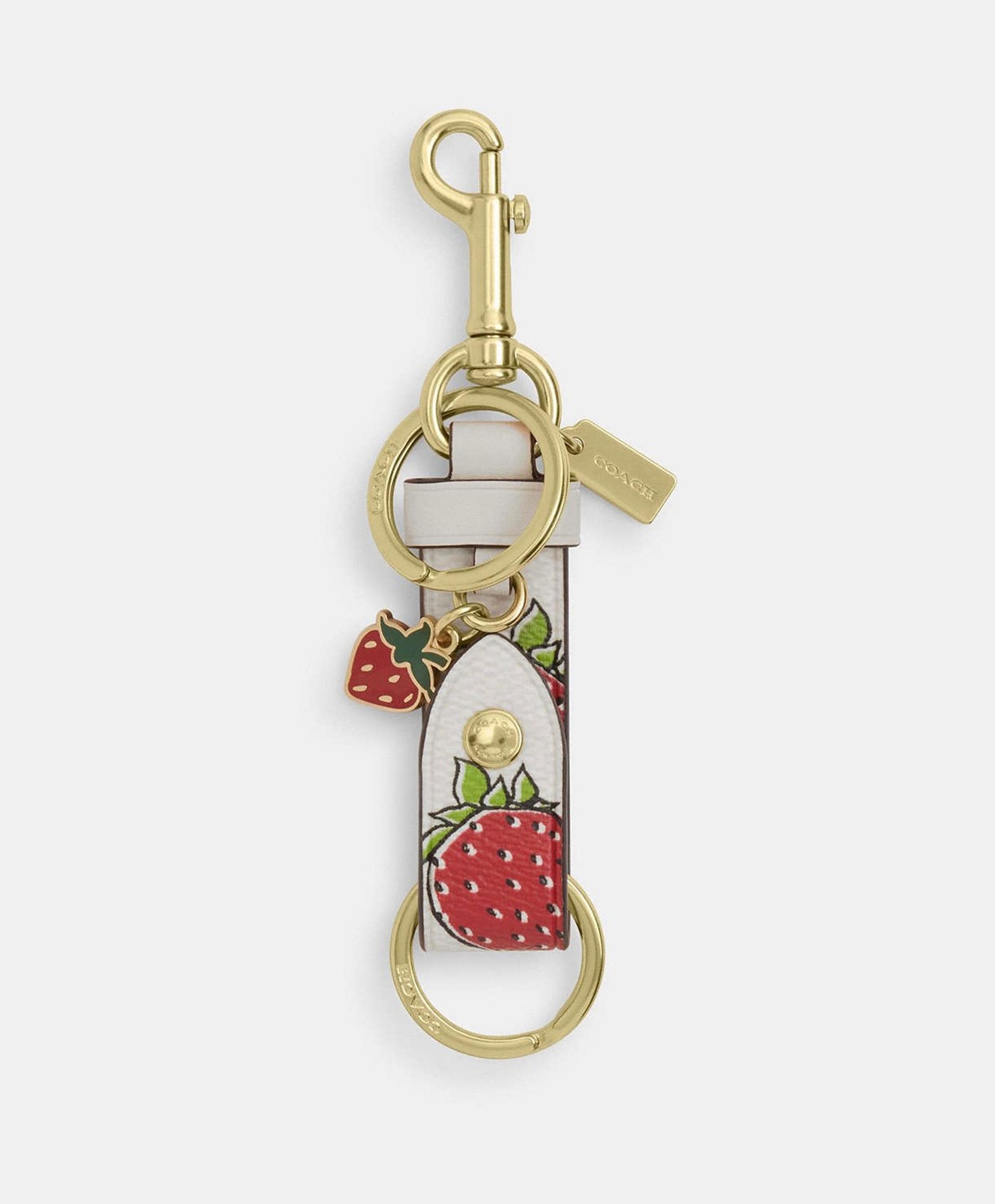 Coach Trigger Snap Bag Charm With Strawberry Print