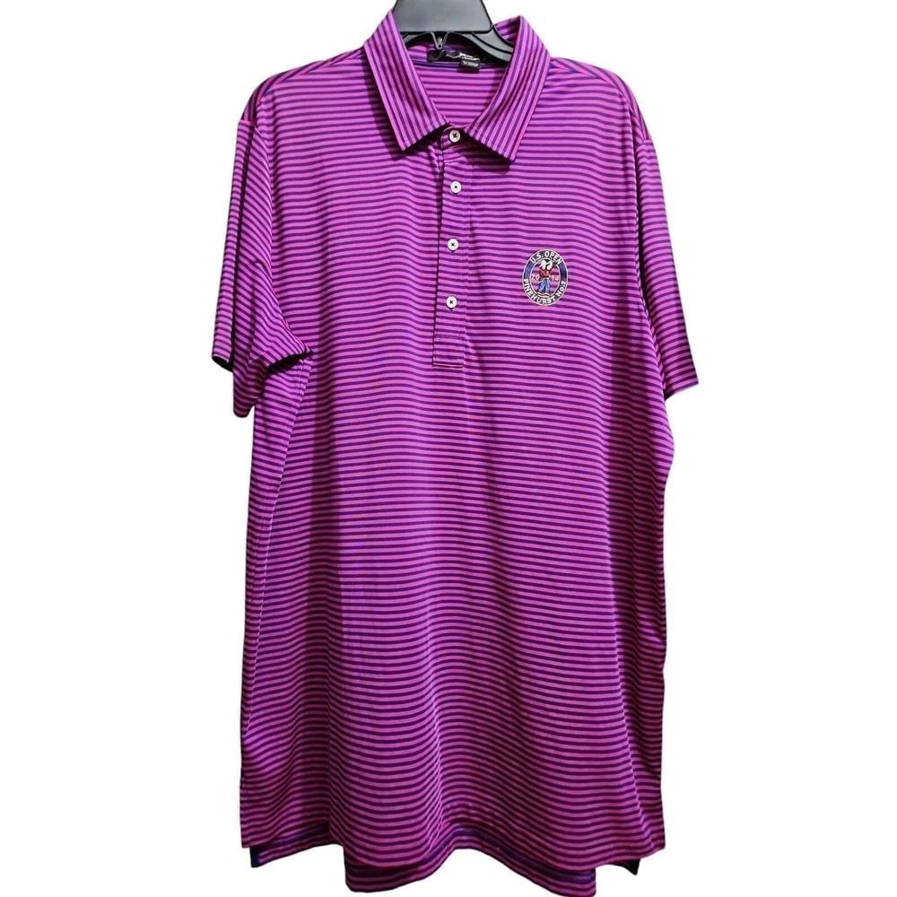 Ralph Lauren Mens Size XL US Open 2014 Pinehurst No. 2 Polo Shirt Purple Stripe