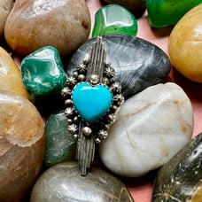 Sterling Silver & Kingman Turquoise Heart Ring Size 7