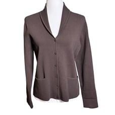 EILEEN FISHER Brown Italian Yarn CARDIGAN SWEATER Women's Button Front Medium