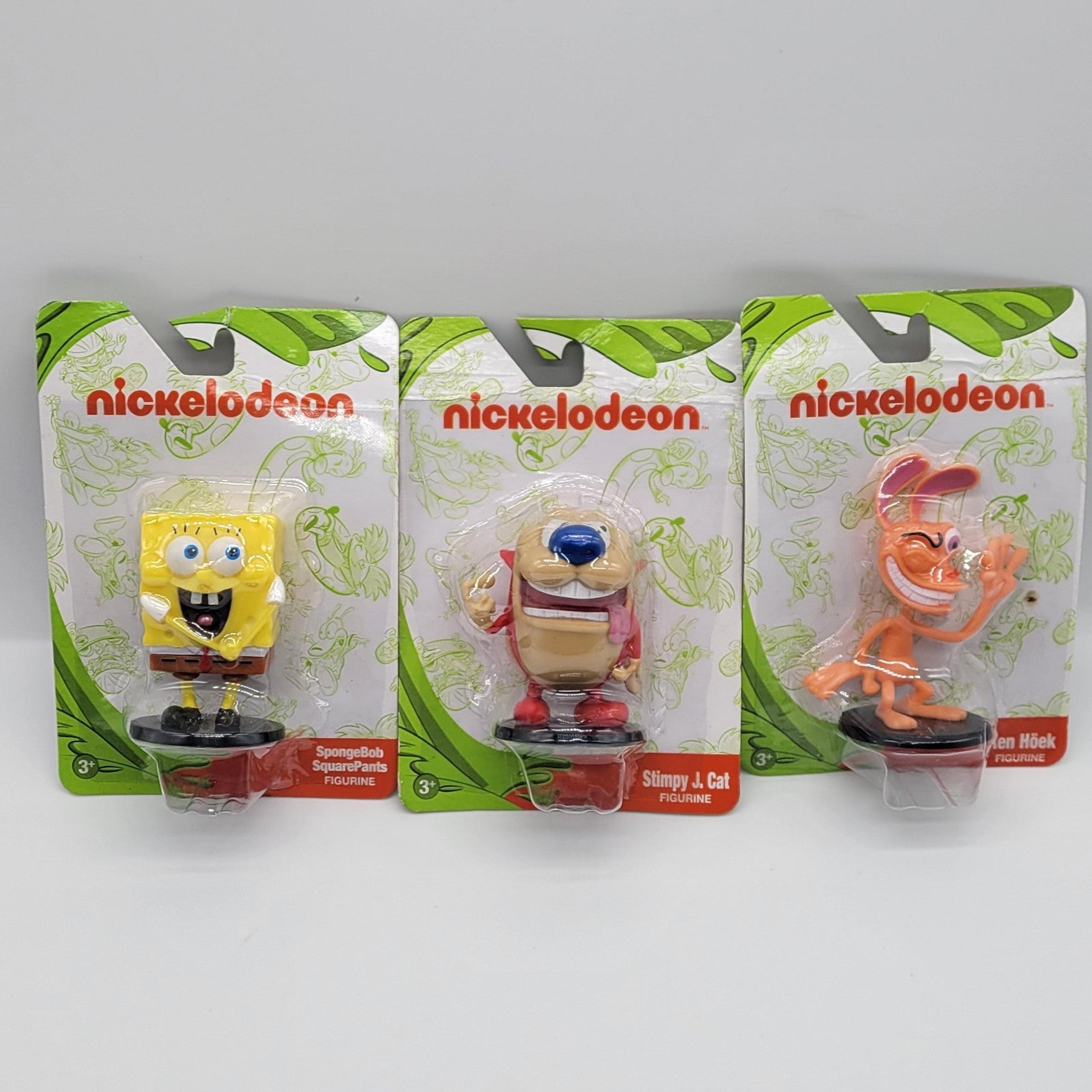 Brand New! Lot Of 3 Nickelodeon 3" Mini Figures-Ren-Stimpy-Spongebob *New*