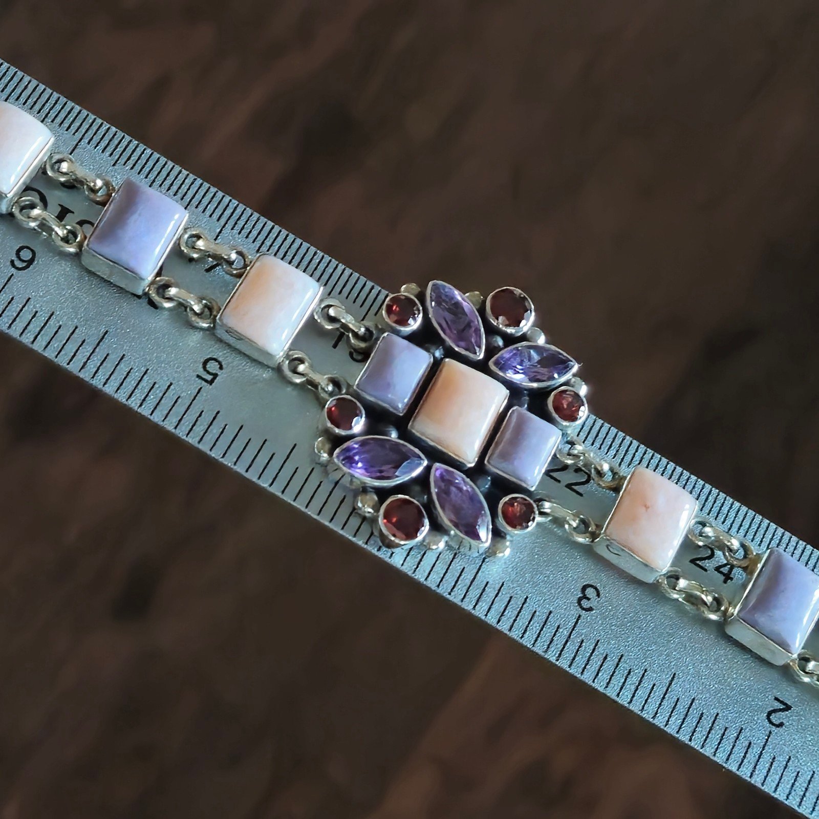 Nicky Butler Sterling Silver 925 Pink Opal Garnet Amethyst RAJ LIMITED Bracelet