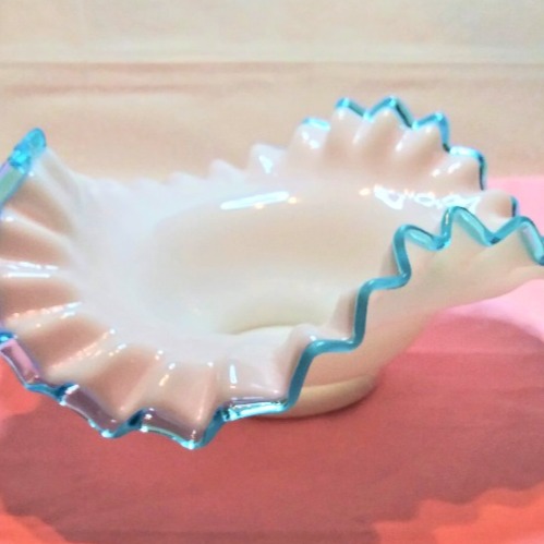 Fenton Aquacrest Ruffled Edge Bowl