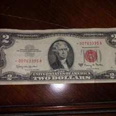 1963A star note two dollar bill