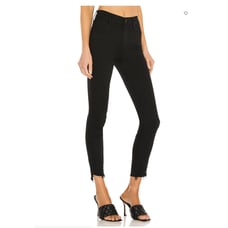 Mother The Stunner Zip Ankle Step Fray Not Guilty 26 2 Jeans Denim Black Skinny