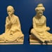 Vintage 1968 Signed Italian Sandstone Asian Musician Couple Bookends