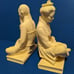 Vintage 1968 Signed Italian Sandstone Asian Musician Couple Bookends