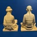 Vintage 1968 Signed Italian Sandstone Asian Musician Couple Bookends