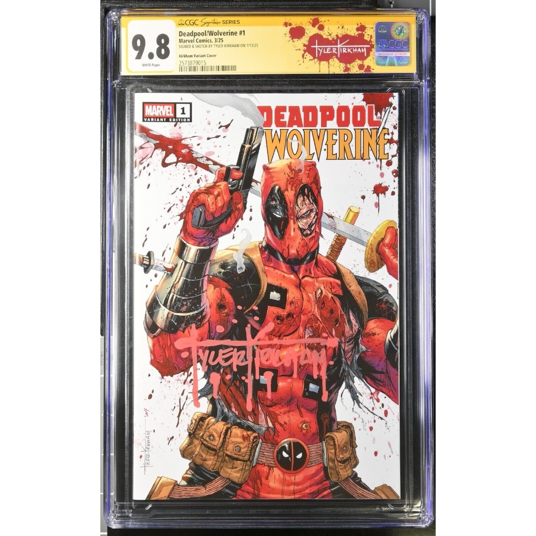 Deadpool / Wolverine #1 BLOOD SIGNED & SKETCH BY TYLER KIRKHAM CGC SS 9.8