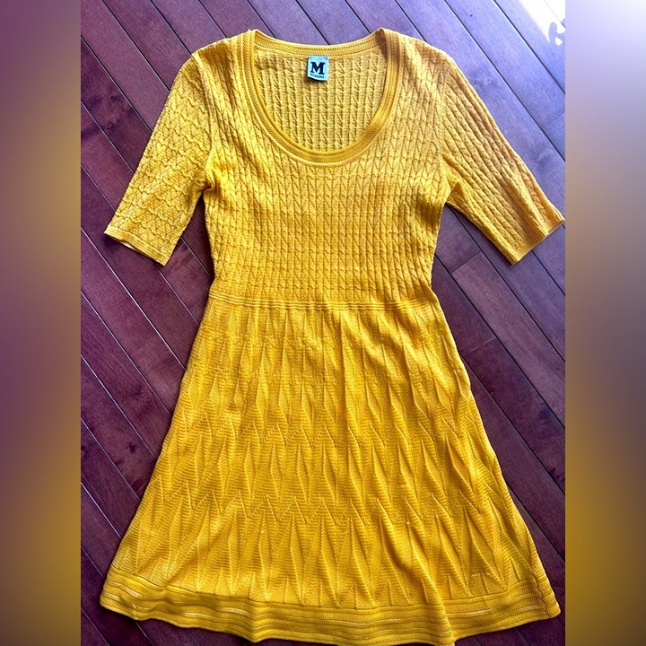 Missoni Yellow Textured Knit Dress Size Small
