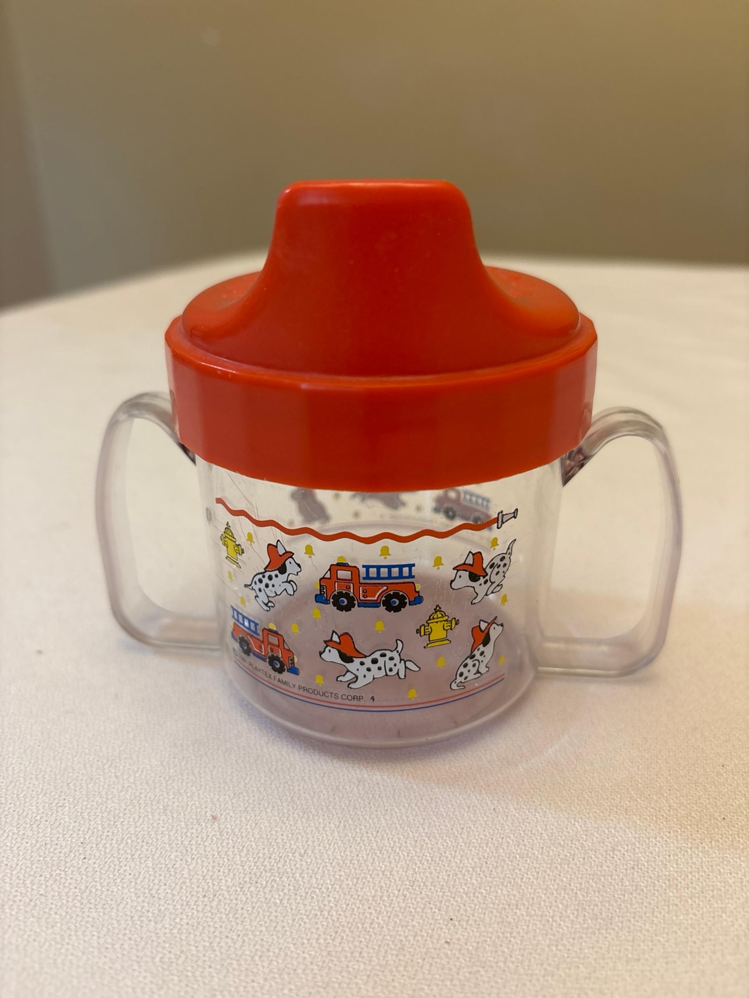 Vintage Playtex Cherubs sippy cup with firetrucks