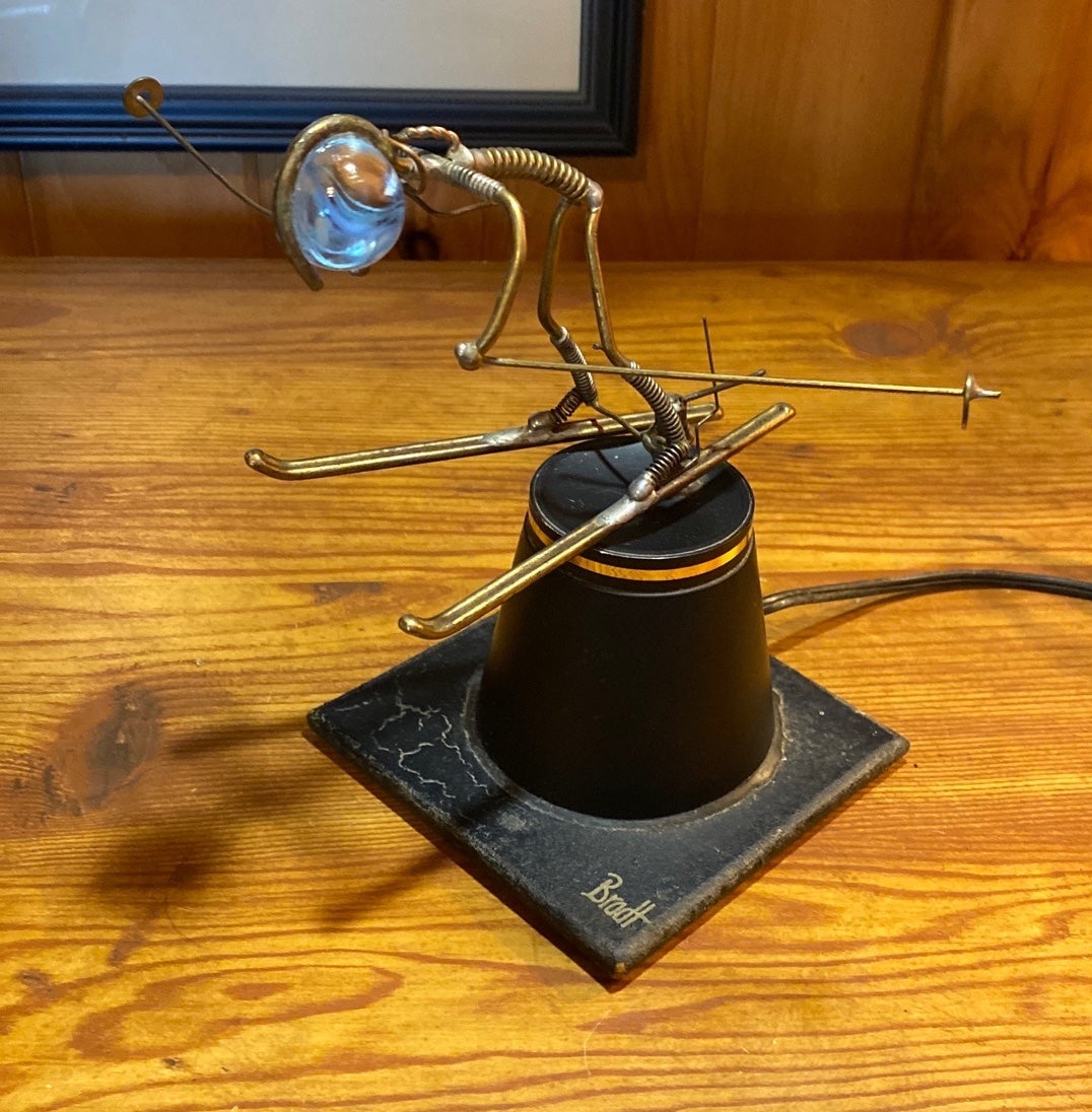 RARE! Vintage Kinetic Skier Sculpture