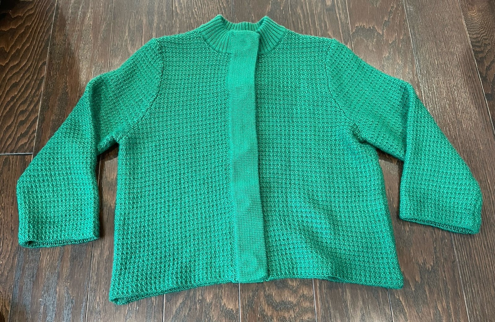 Chico's Belle Cardigan Sweater Woman Size Medium Green Wool Chunky Knit NEW