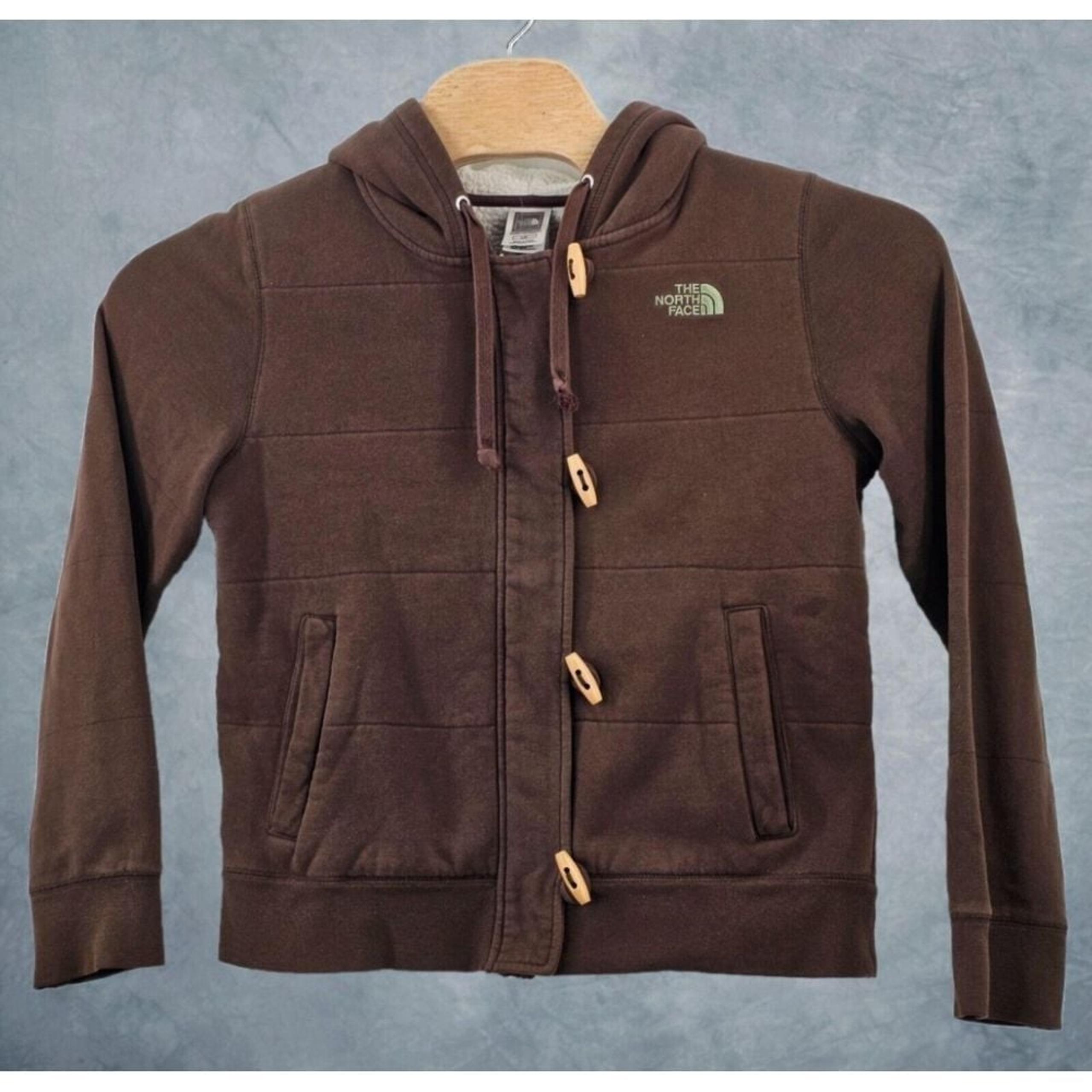 The North Face Caledonia Full Zip Toggle Hooded Sweatshirt Women's Large Brown