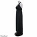 Vintage 70s Black Halter Maxi Dress Cutout Strappy Back Empire Waist